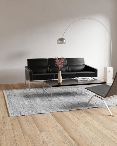 Leather rug lysegrå - kludetæppe